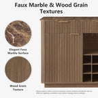 Win2Win Modern Boho 60" Sideboard – Walnut | Fluted Wine Bar Cabinet win2win