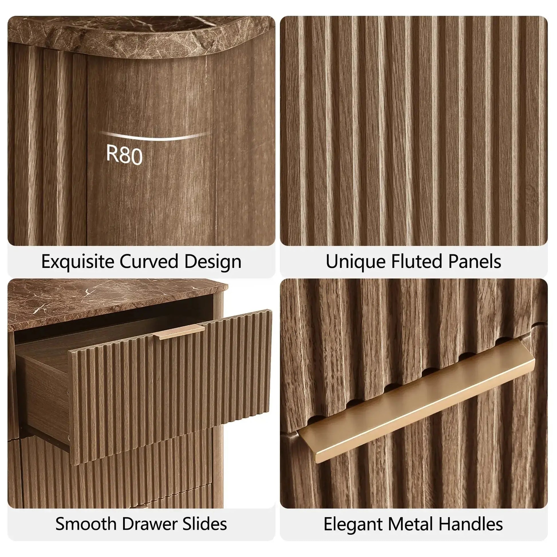 Win2Win Modern Boho 60" Sideboard – Walnut | Fluted Wine Bar Cabinet win2win