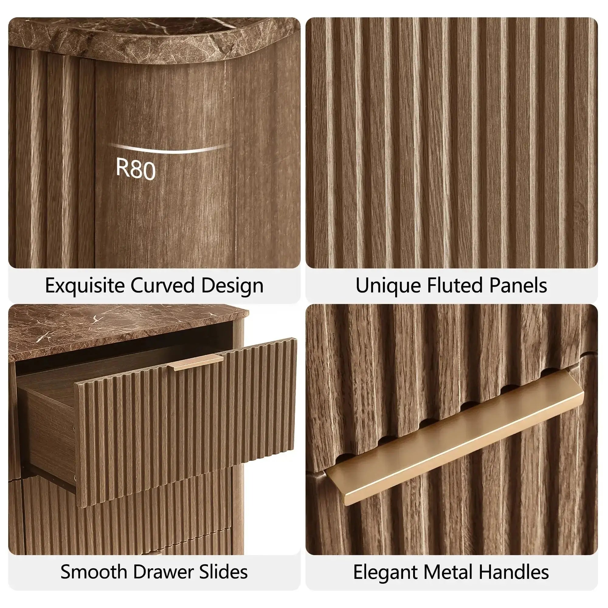 Win2Win Modern Boho 60" Sideboard – Walnut | Fluted Wine Bar Cabinet win2win